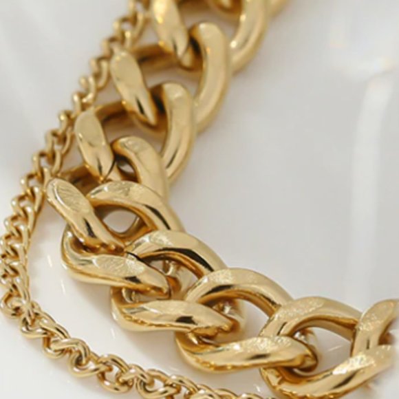 Coupled Curb chunky Necklace 14k gold plating - Picture 10 of 10